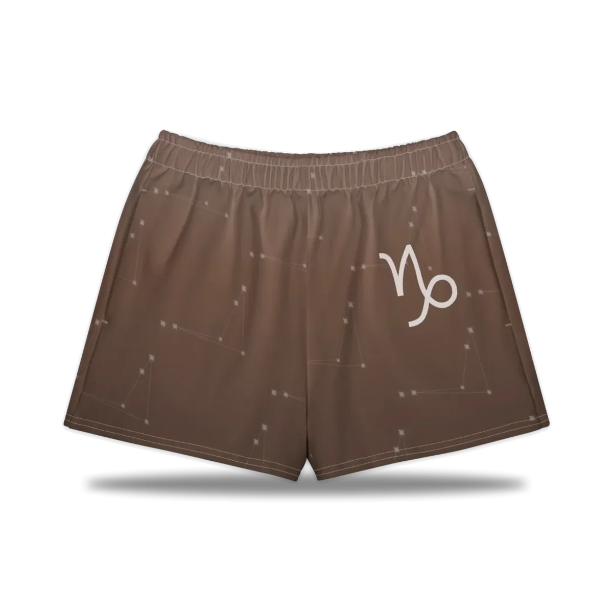 Capricorn Zodiac Lounge Shorts in Cocoa, front view