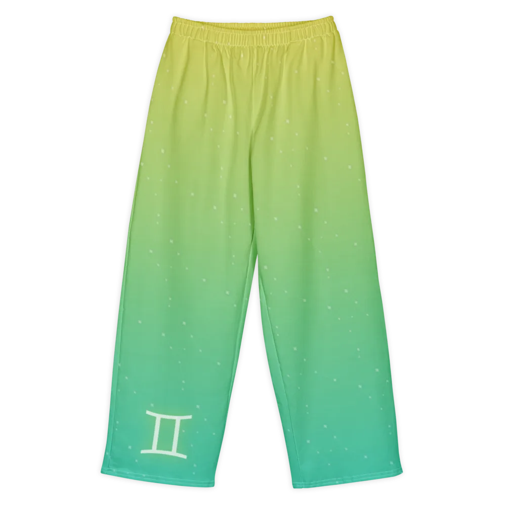 Gemini Zodiac Lounge Pants in Lemon Lagoon, front view