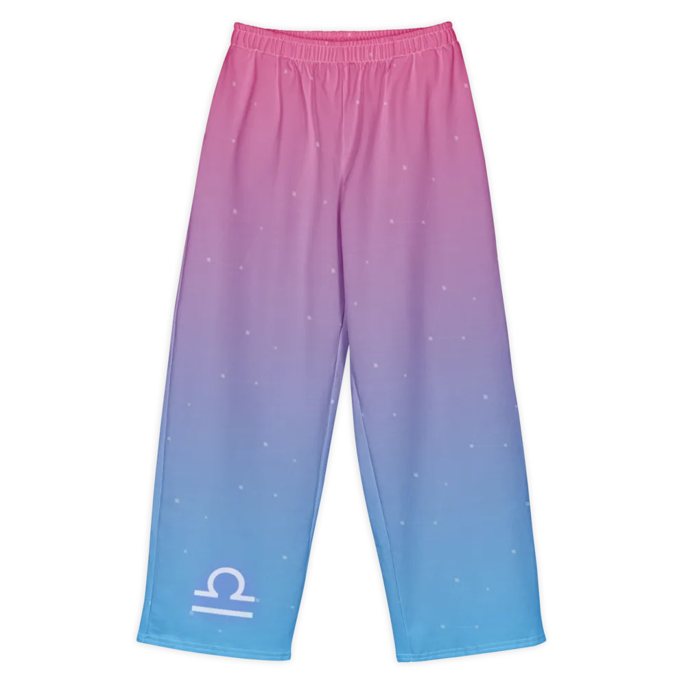 Libra Zodiac Lounge Pants in Rose Sky, front view