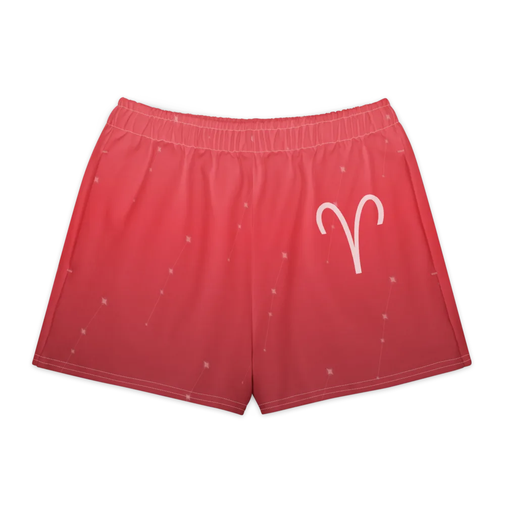 Aries Zodiac Lounge Shorts in Poppy, front view