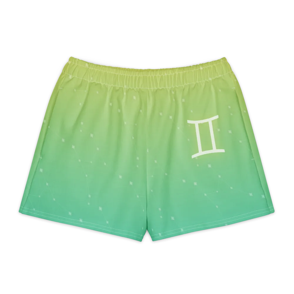 Gemini Zodiac Lounge Shorts in Lemon Lagoon, front view