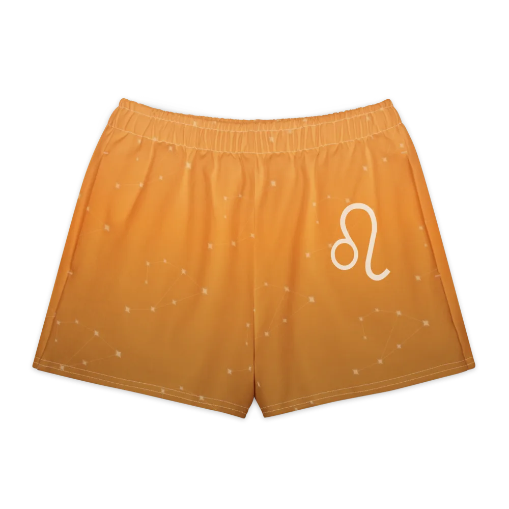 Leo Zodiac Lounge Shorts in Tangerine, front view