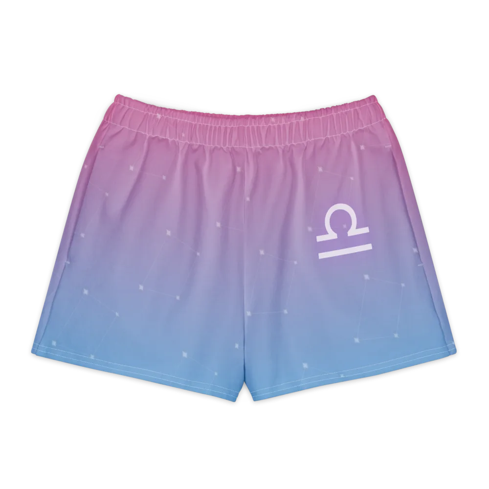 Libra Zodiac Lounge Shorts in Rose Sky, front view