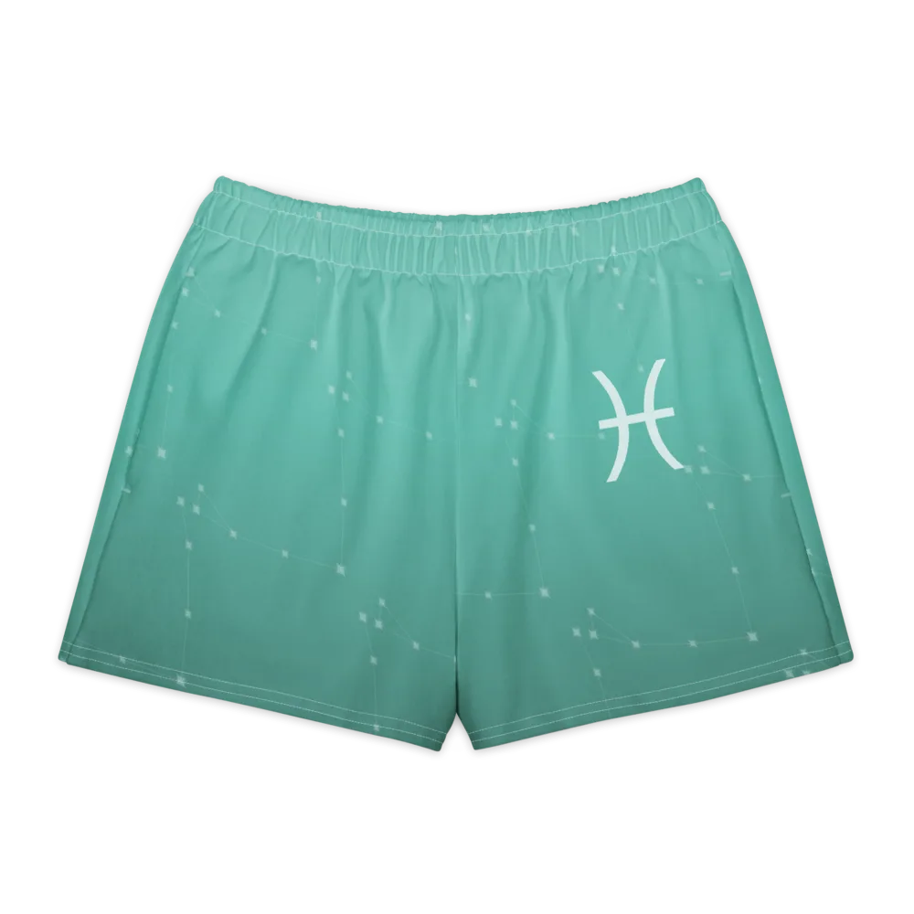 Pisces Zodiac Lounge Shorts in Sea Glass, front view