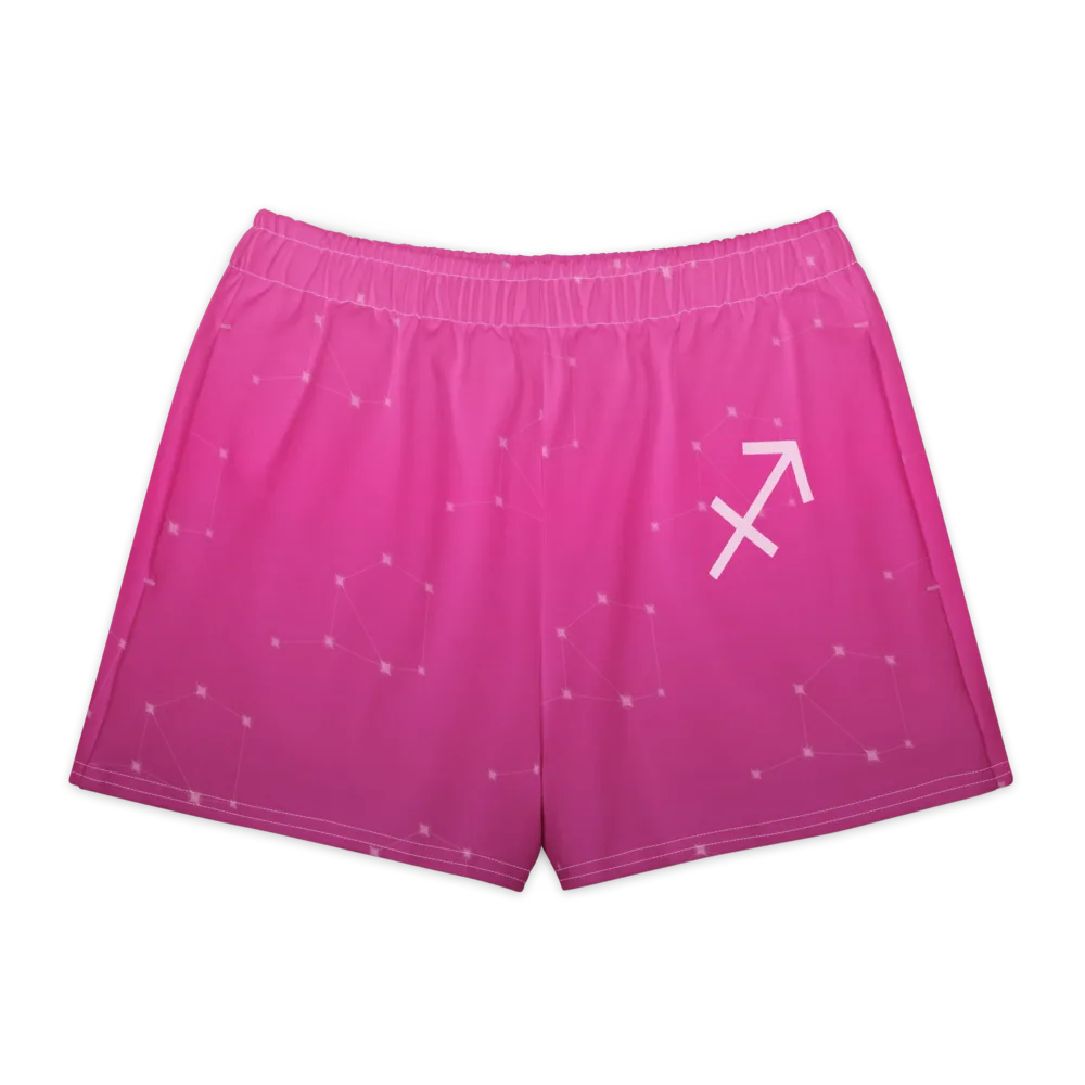 Sagittarius Zodiac Lounge Shorts in Fuchsia, front view