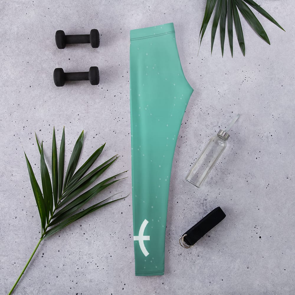 Pisces Zodiac Leggings in Sea Glass worn by a model