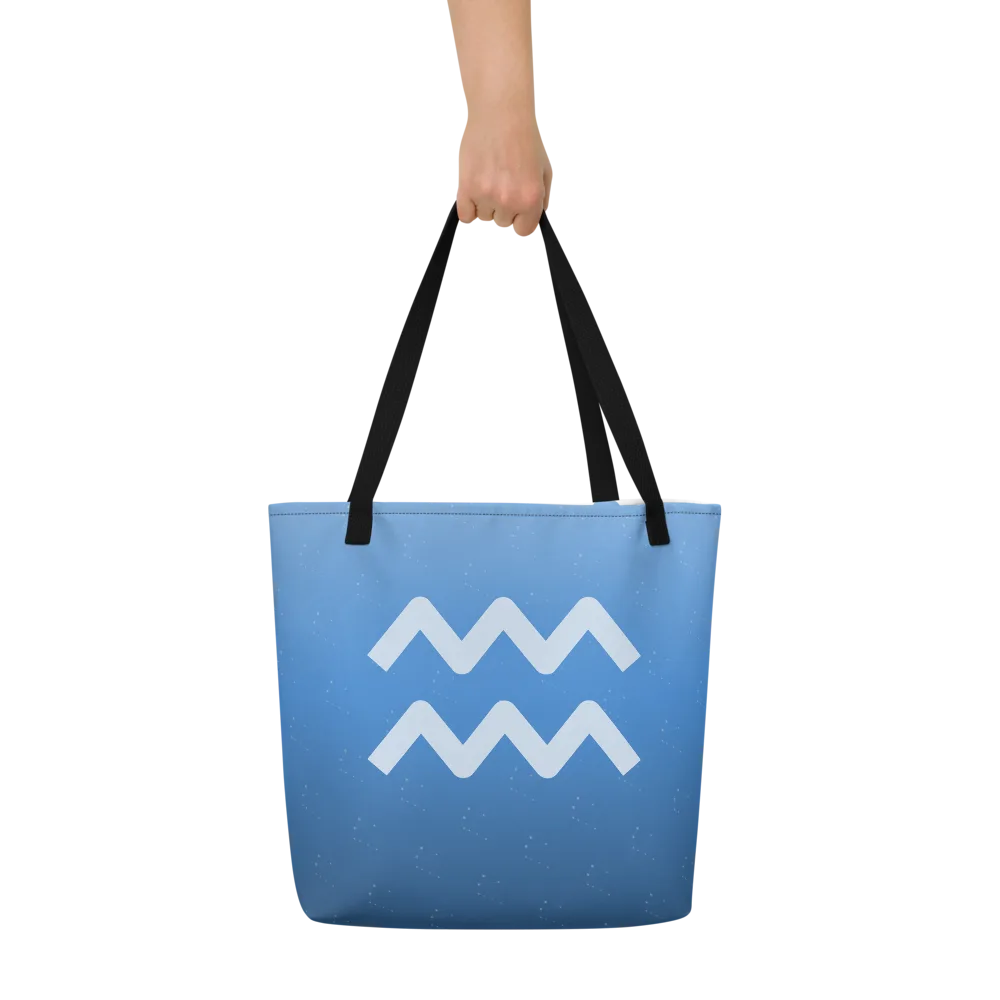 Aquarius Zodiac Tote in Cornflower held in hand