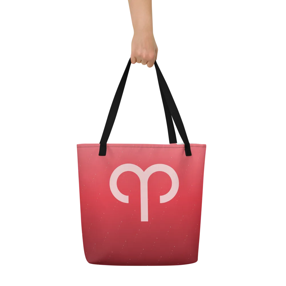 Aries Zodiac Tote in Poppy held in hand