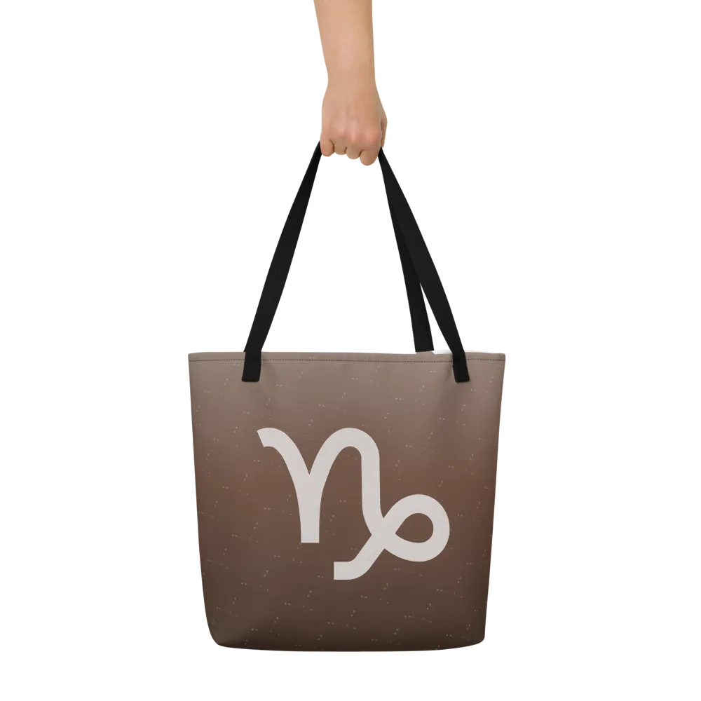 Capricorn Zodiac Tote in Cocoa held in hand