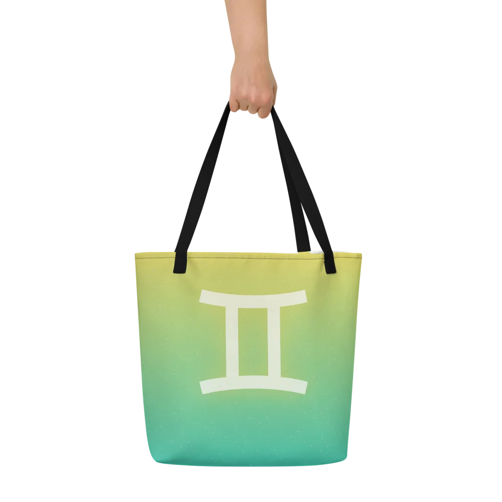Gemini Zodiac Tote in Lemon Lagoon held in hand