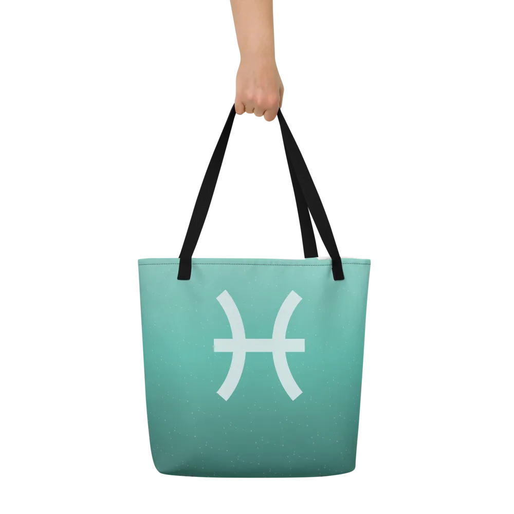 Pisces Zodiac Tote in Sea Glass held in hand