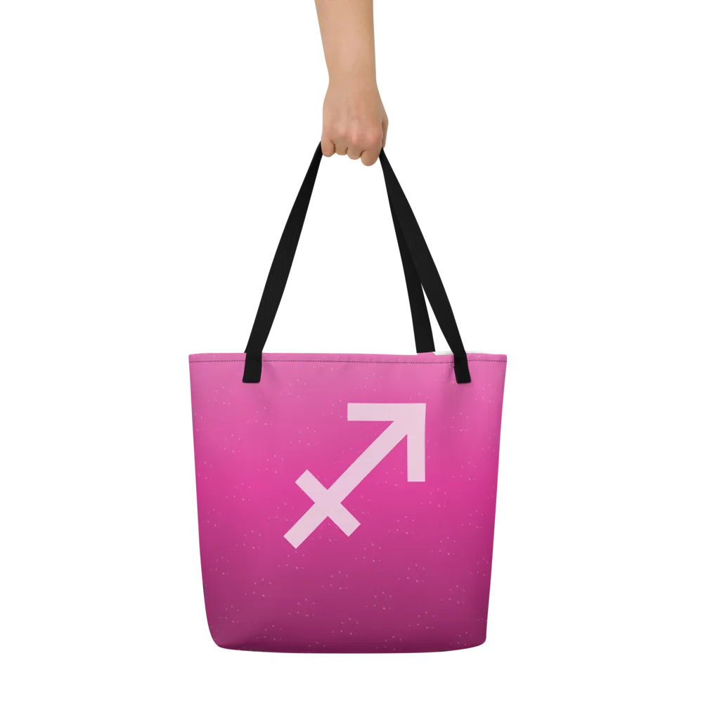 Sagittarius Zodiac Tote in Fuchsia held in hand