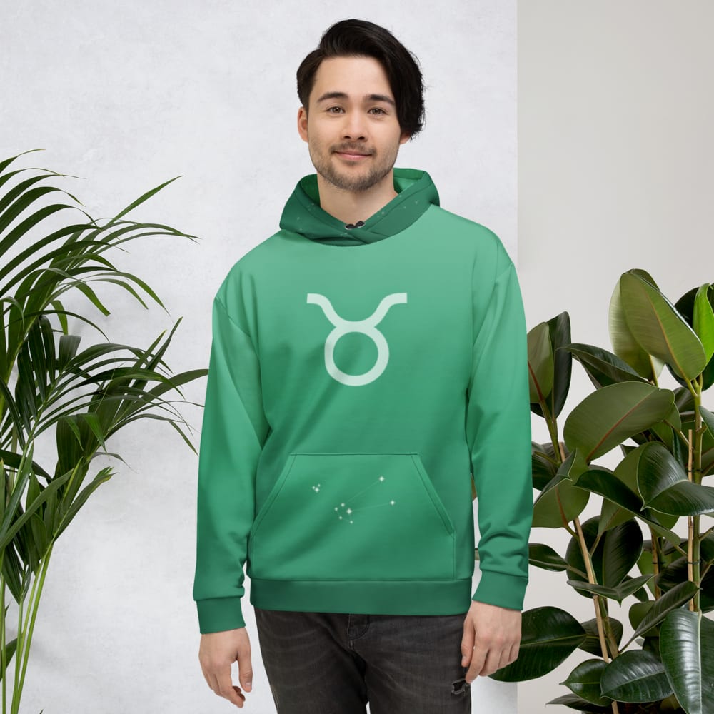 Taurus Zodiac Hoodie in Jungle worn by a model