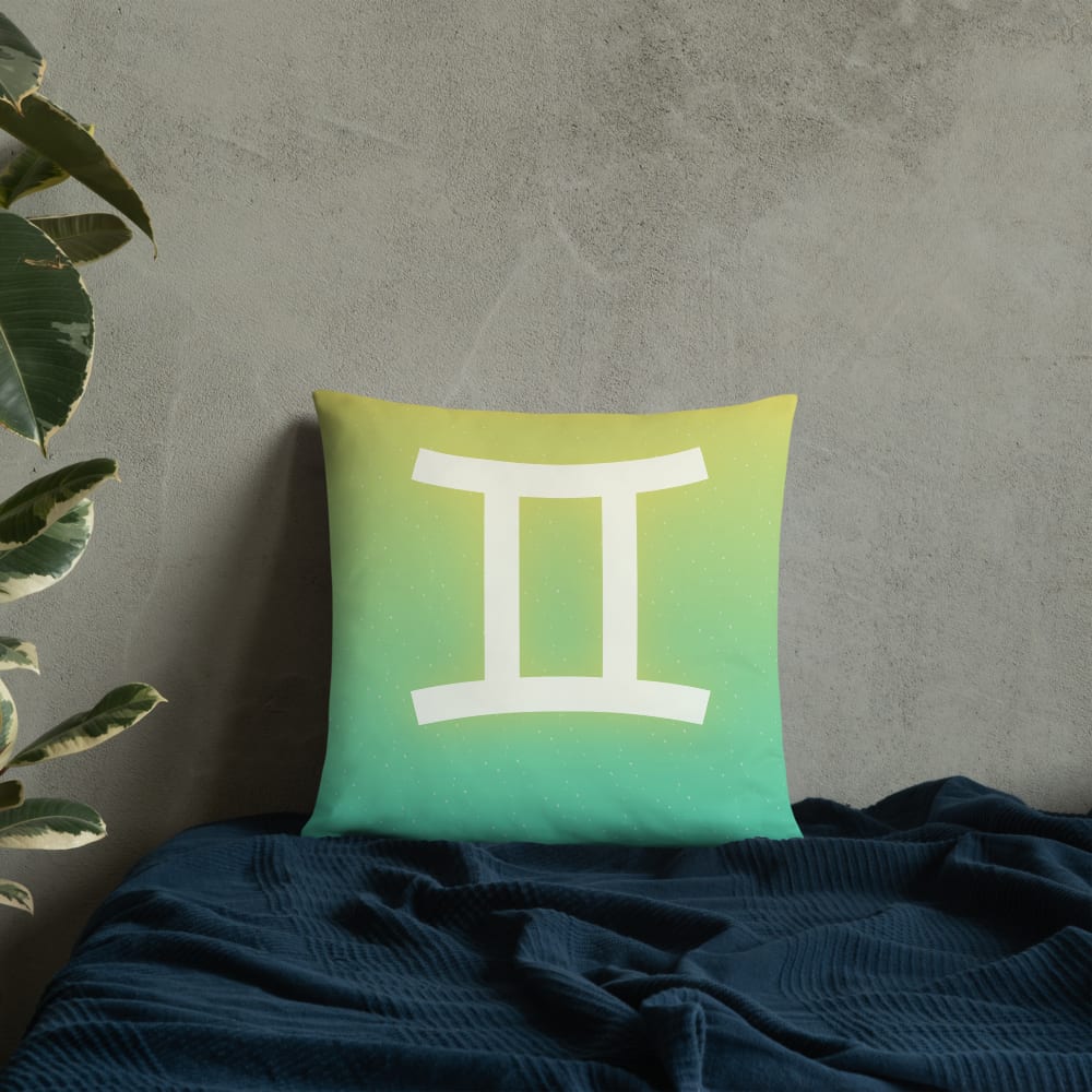 Gemini Zodiac Pillow in Lemon Lagoon in a lifestyle setting