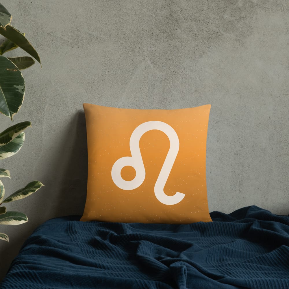 Leo Zodiac Pillow in Tangerine in a lifestyle setting