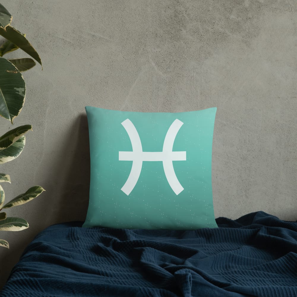 Pisces Zodiac Pillow in Sea Glass in a lifestyle setting