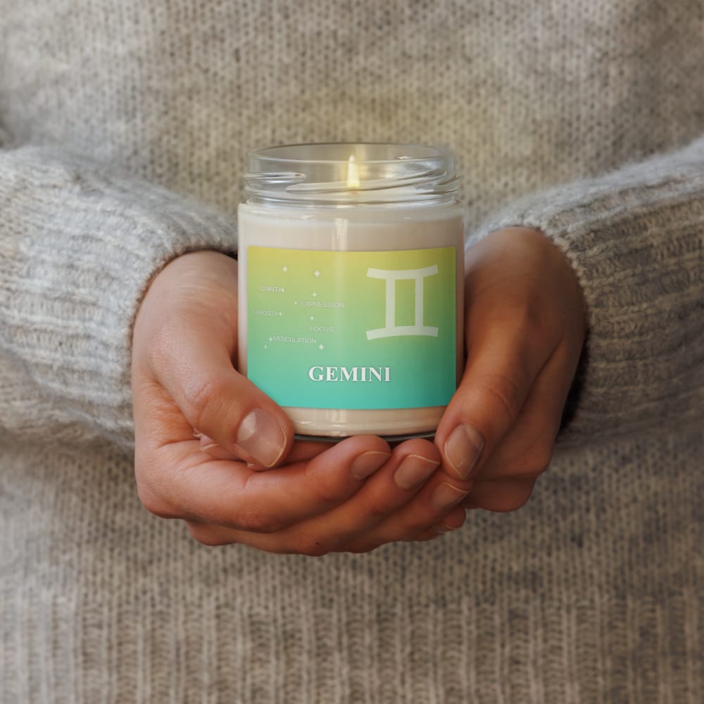 Gemini Zodiac Candle in Lemon Lagoon in a lifestyle setting