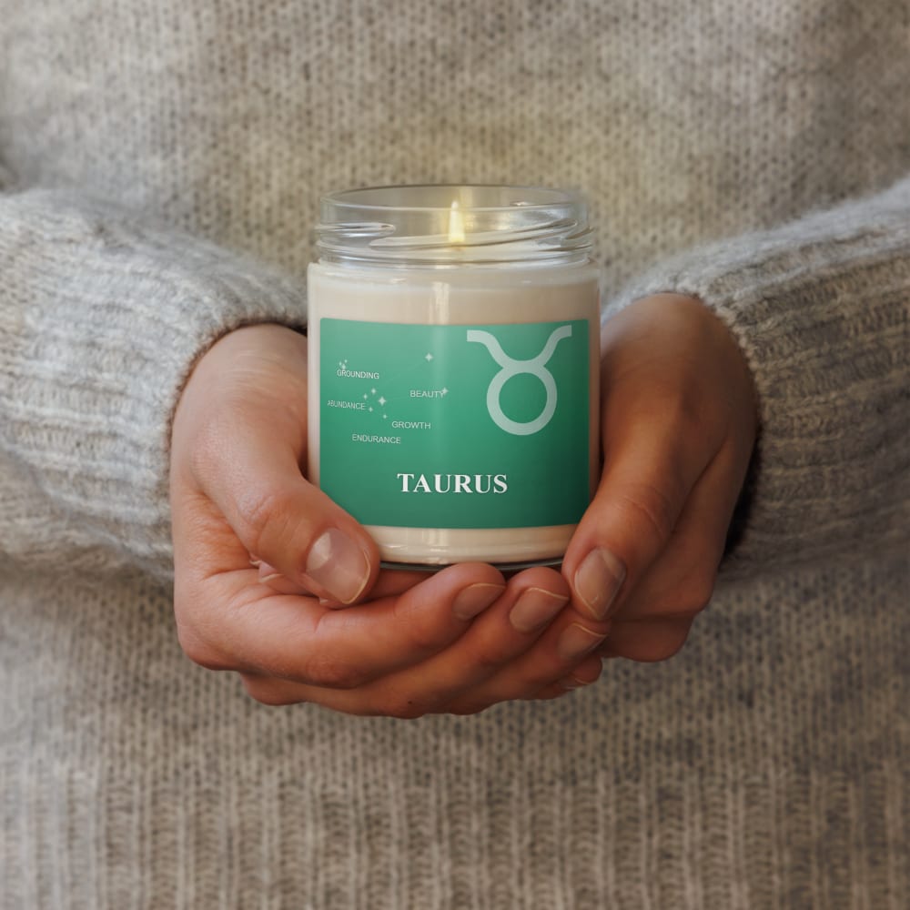 Taurus Zodiac Candle in Jungle in a lifestyle setting
