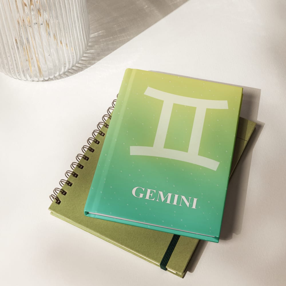 Gemini Zodiac Journal in Lemon Lagoon in a lifestyle setting