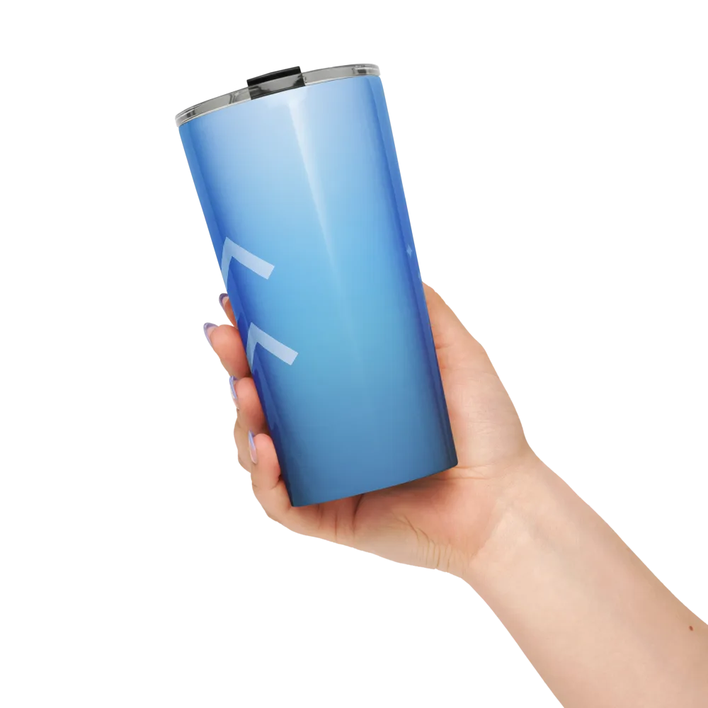 Aquarius Zodiac Tumbler in Cornflower in a lifestyle setting