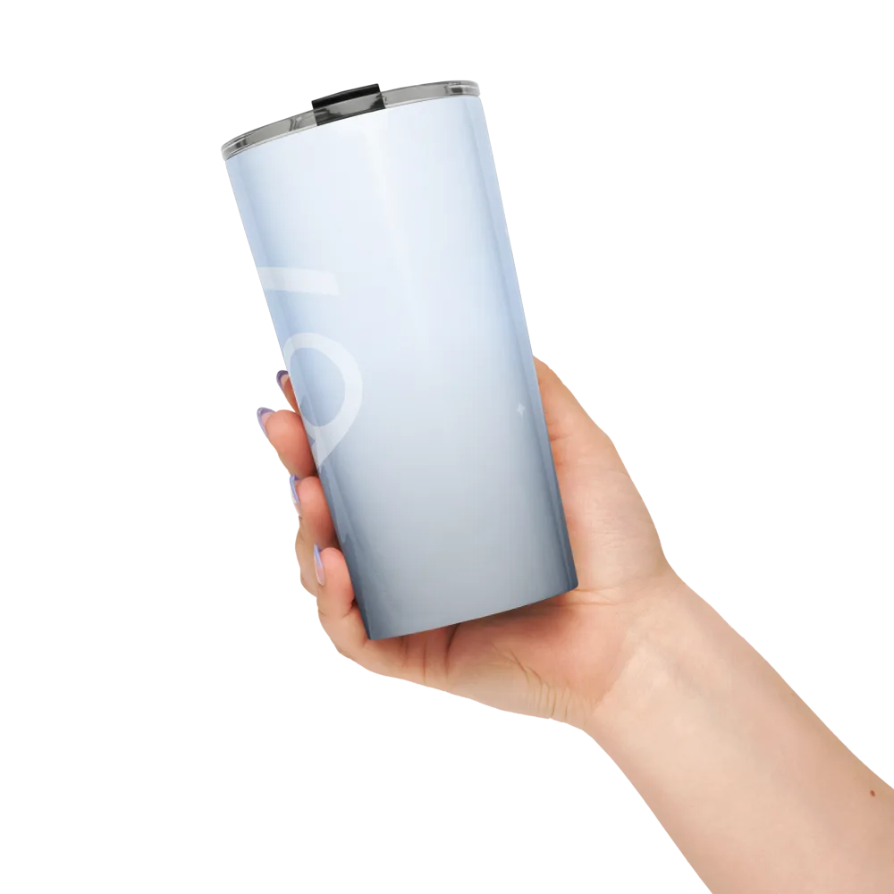 Cancer Zodiac Tumbler in Ice Blue in a lifestyle setting