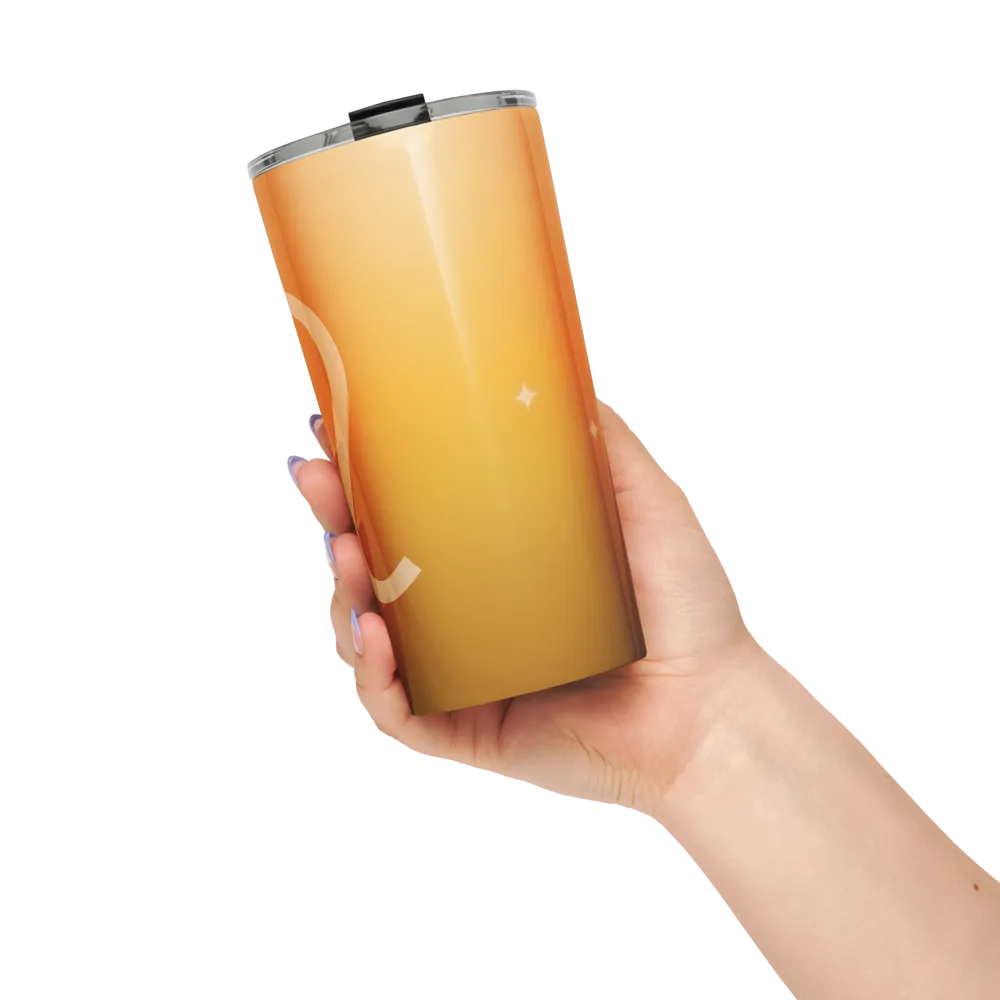 Leo Zodiac Tumbler in Tangerine in a lifestyle setting