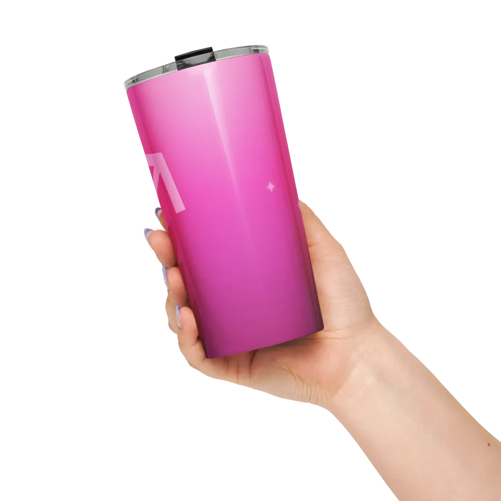 Sagittarius Zodiac Tumbler in Fuchsia in a lifestyle setting