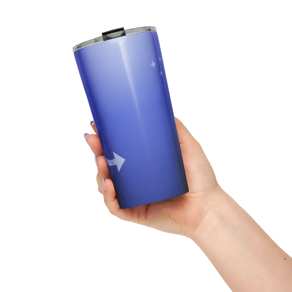 Scorpio Zodiac Tumbler in Royal Blue in a lifestyle setting